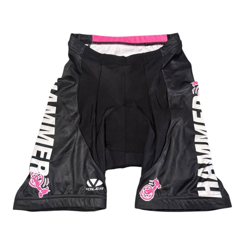 Voler Hammer Nutrition Black White and Pink Padded Cycling Shorts Size Medium - Picture 8 of 13